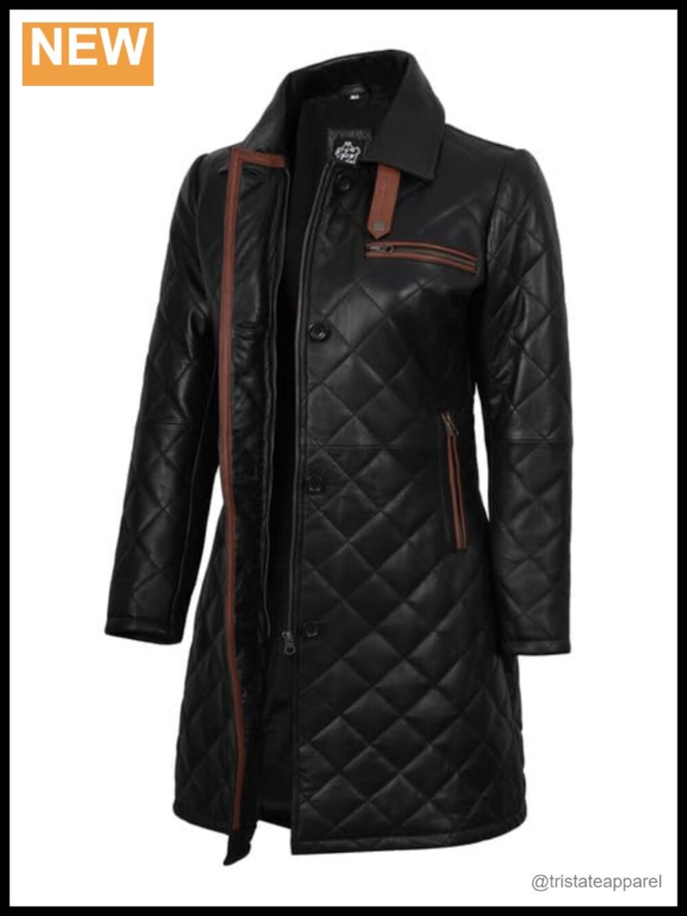 Quilted Lambskin Leather Car Coat Women Button